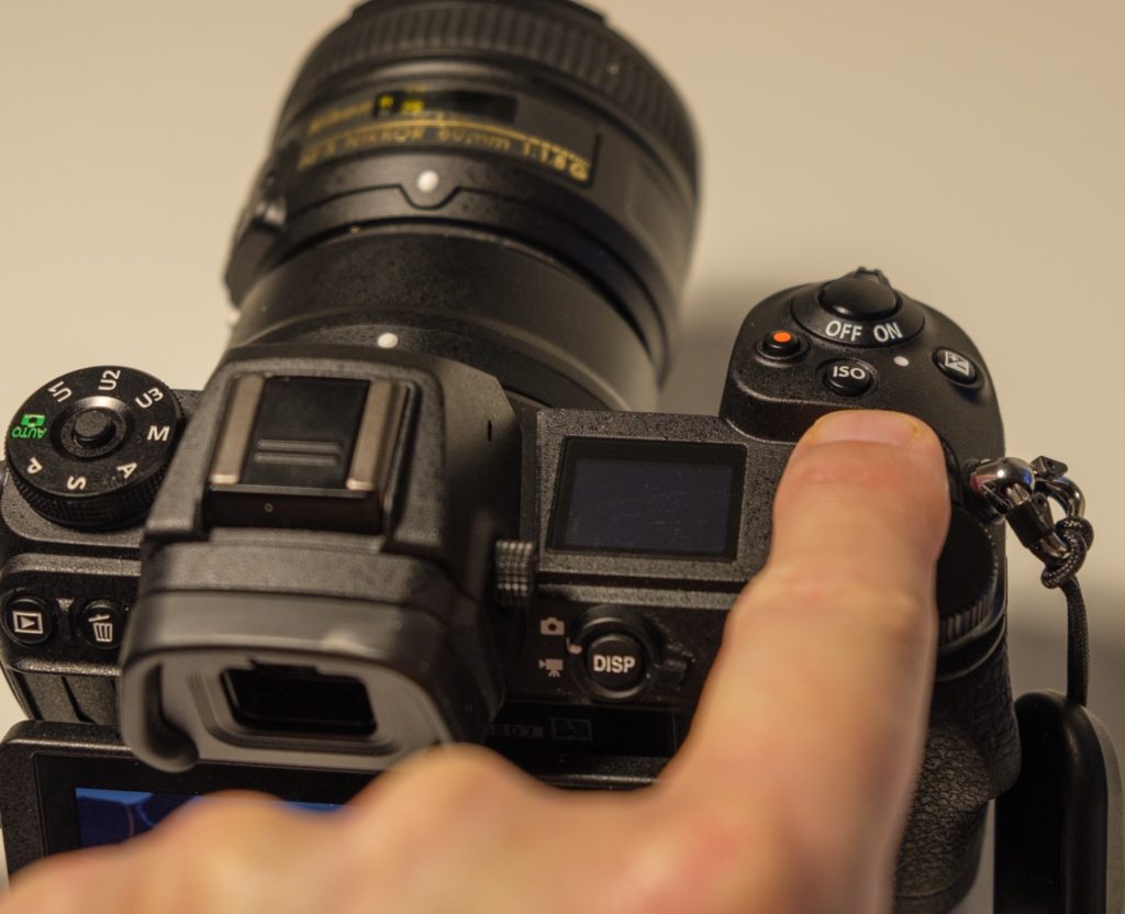 The ISO button is located on the top of the Nikon Z6ii.