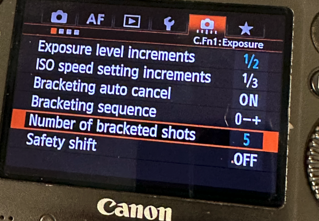 Canon EOS 5D exposure bracketing